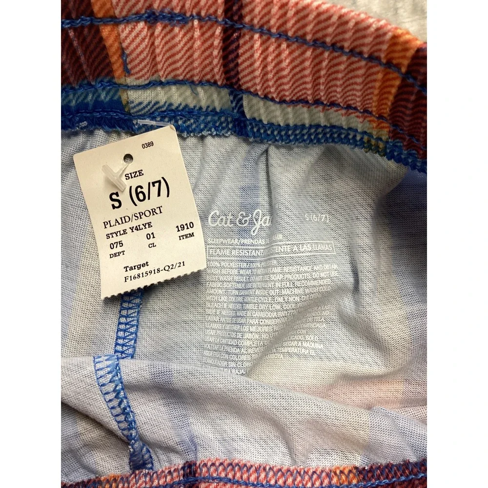 Cat & Jack Boys Blue Orange Plaid Pajama Sleep Shorts‎ Size S 6/7 Y4LYE NEW